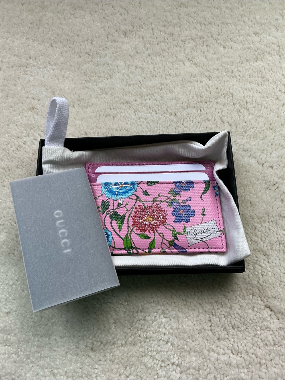 BEAUTIFUL GUCCI FLORA MOTIF PINK CARD CASE HOLDER